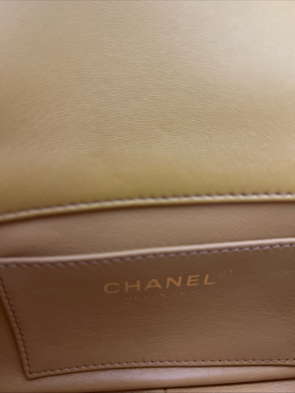 CHANEL Yellow Quilted Mini Flap Bag with Dark Wood Brown Chunky Chain - Picture 3 of 7